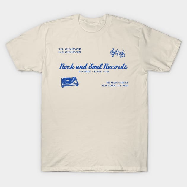 Rock and Soul Records (all blue print) T-Shirt by Stupiditee